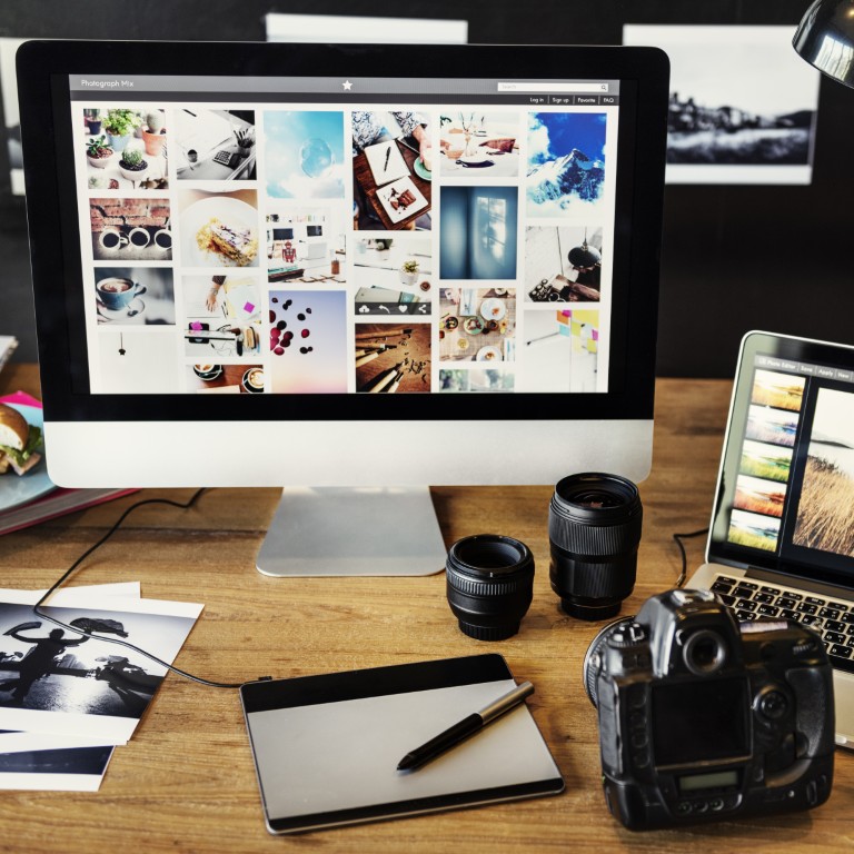 Content creator producing social media posts for business marketing