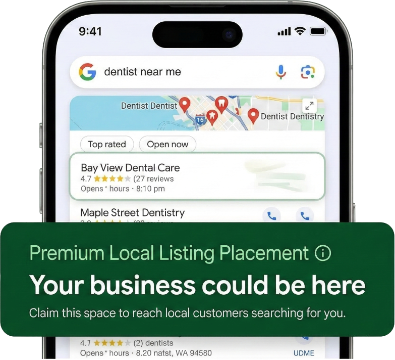 Google Maps search results showing #1 ranking