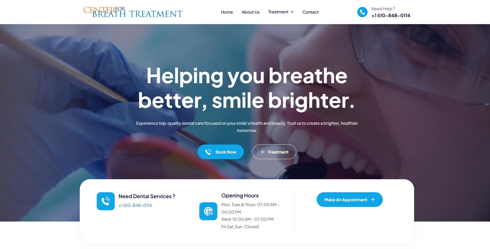 Center for Breath Treatment — Dental / Specialty website by Orrku Media