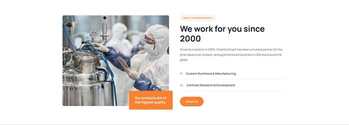 ChemContract about section — We work for you since 2000 with lab photography