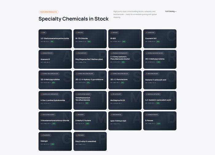 ChemContract specialty chemicals in stock — product catalog with 7000+ chemicals