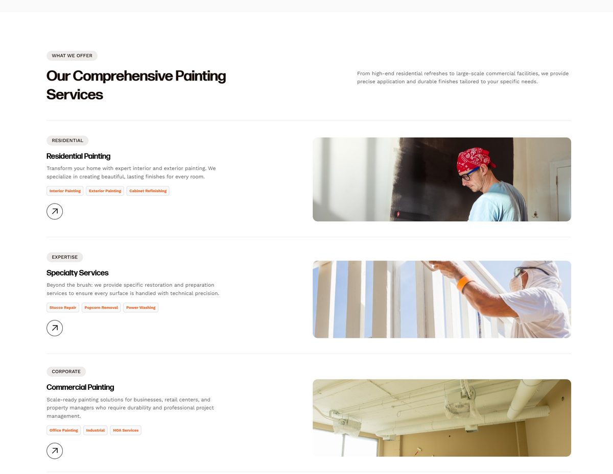 Rigos Painting services page designed by Orrku Media