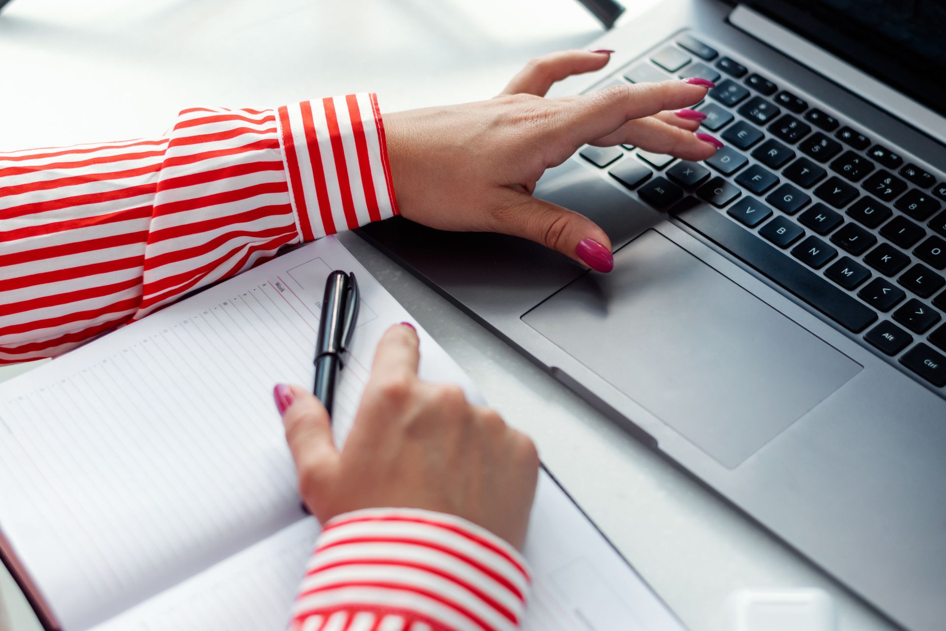 Reviewing business results on tablet